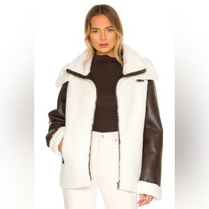 Symbiosis Faux Fur Jacket in Chocolate and Taupe